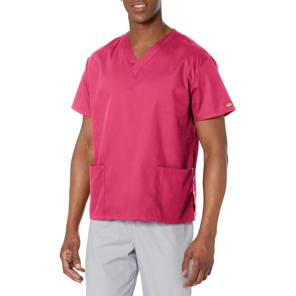 image:imageDickies EDS Signature Scrubs for Women VNeck Womens Tops in Soft Brushed Poplin 86706Hot Pink