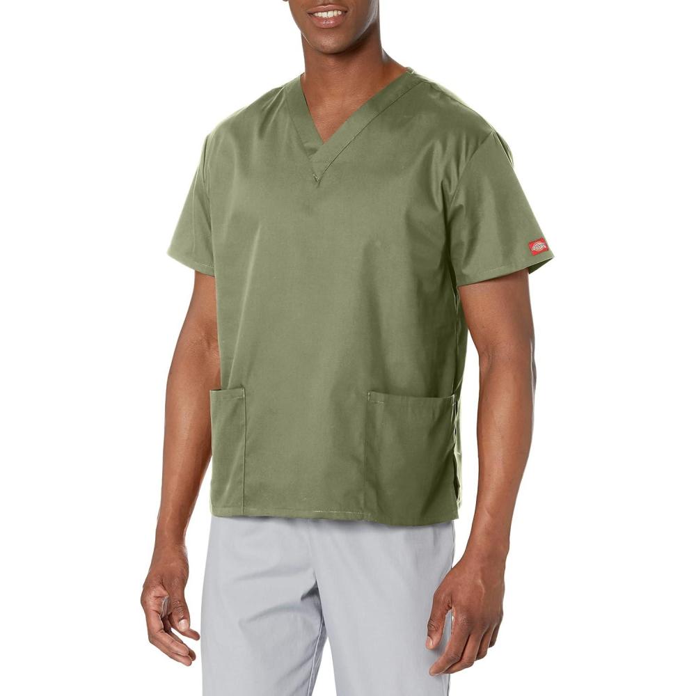 image:imageDickies EDS Signature Scrubs for Women VNeck Womens Tops in Soft Brushed Poplin 86706Olive