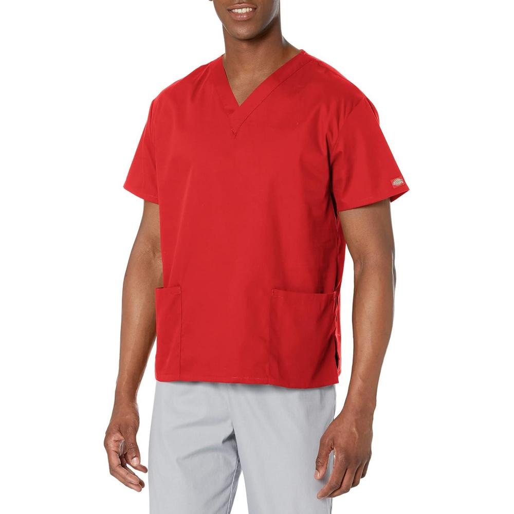image:imageDickies EDS Signature Scrubs for Women VNeck Womens Tops in Soft Brushed Poplin 86706Red