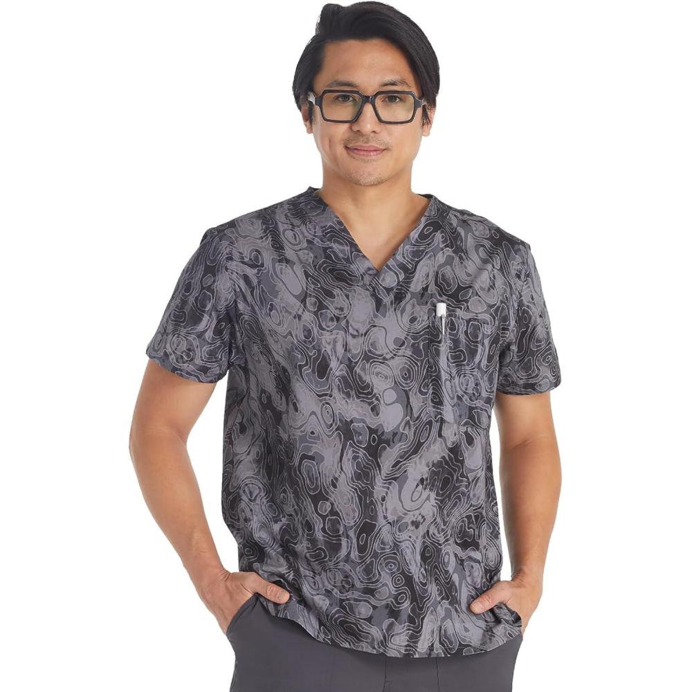 image:imageDickies EDS Signature Scrubs for Women and Scrubs for Men Unisex One Pocket VNeck Top in Soft Brushed Poplin 83706Tonal Topography