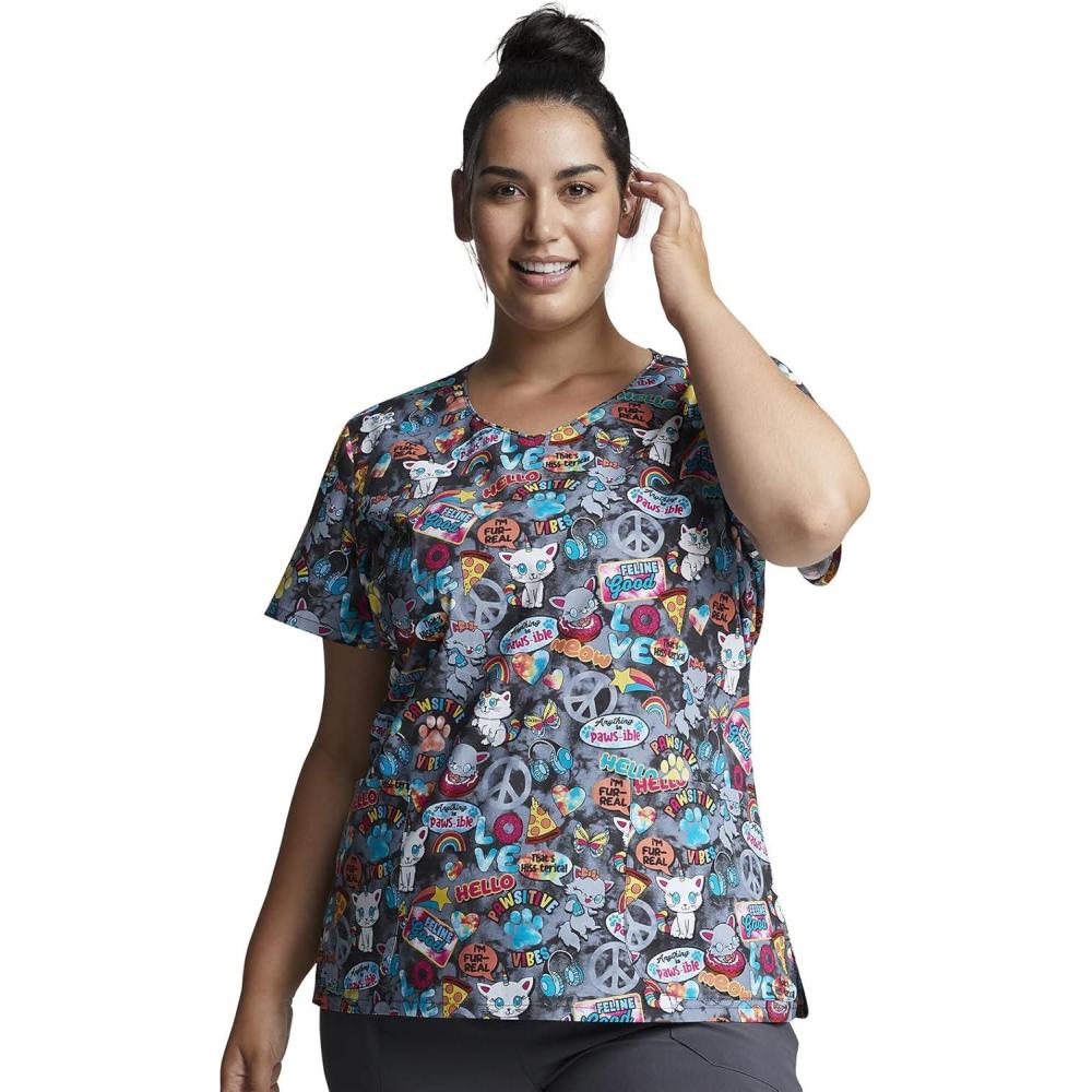 image:imageDickies EDS Women Scrubs Top VNeck DK700Pawsitive Vibes