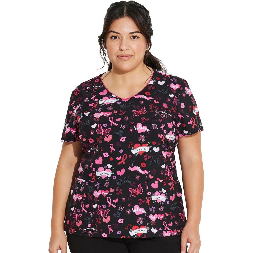 image:imageDickies EDS Women Scrubs Top VNeck Print DK852Hope Heals
