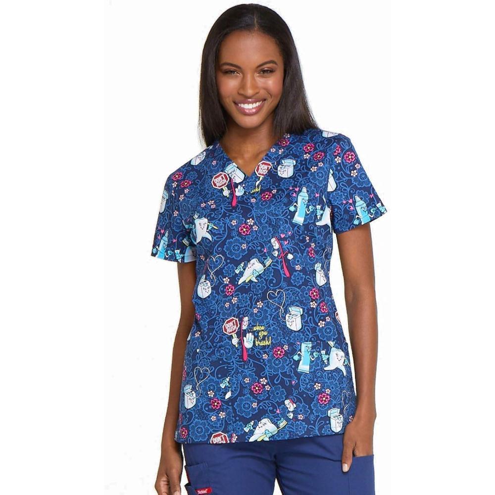 image:imageDickies EDS Women Scrubs Top VNeck Print DK876Dont Rush