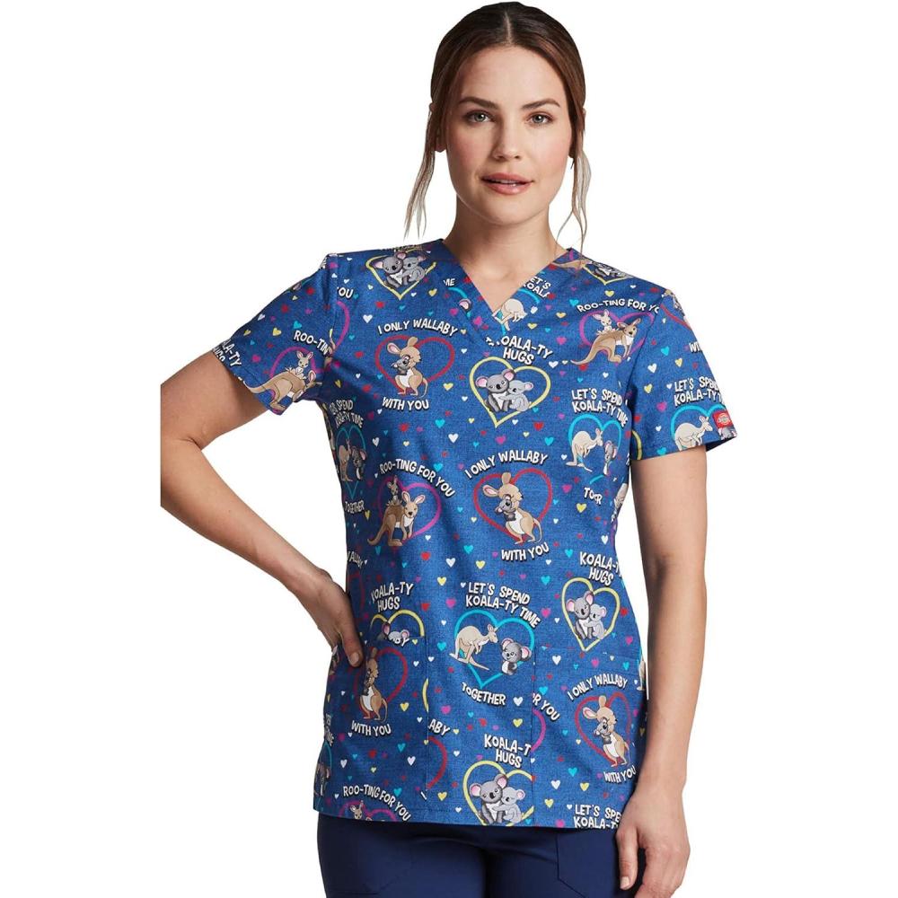image:imageDickies EDS Women Scrubs Top VNeck Print DK876Rooting for You
