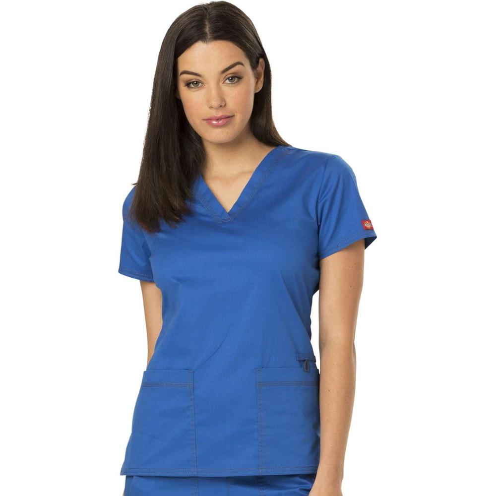 image:imageDickies EDS Women Scrubs Top VNeck Print DK876Royal