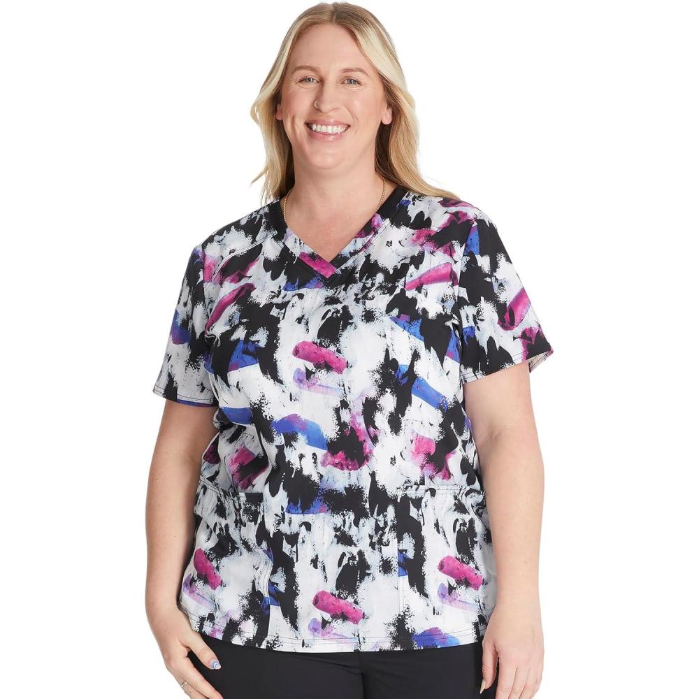 image:imageDickies EDS Women Scrubs Top VNeck Print DK876Street Art