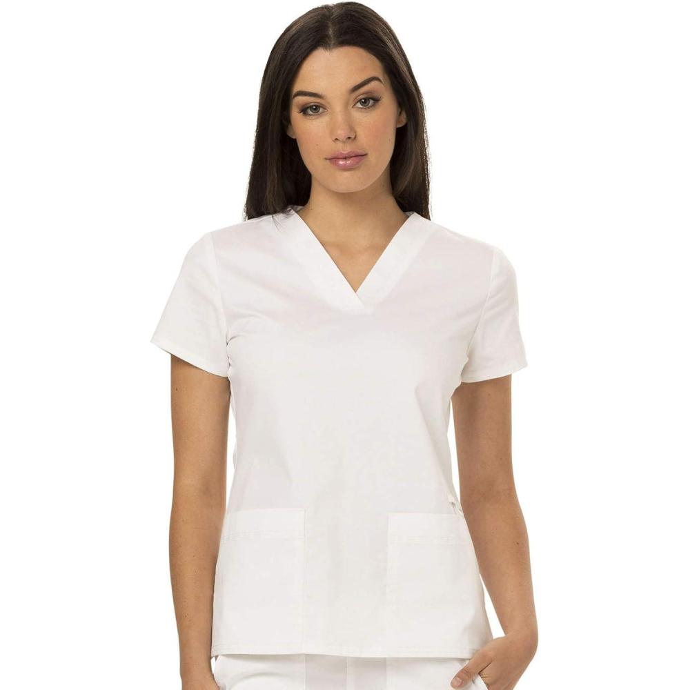 image:imageDickies EDS Women Scrubs Top VNeck Print DK876White