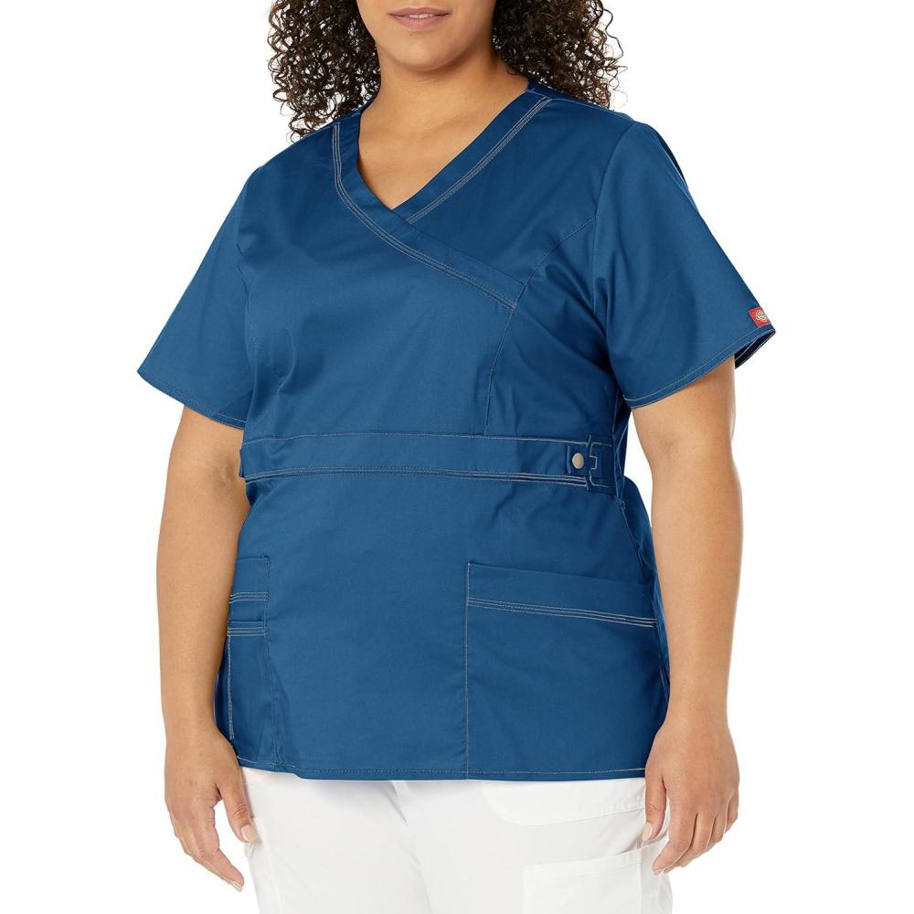 image:imageDickies Gen Flex Women Scrubs Top Mock Wrap 817355Caribbean
