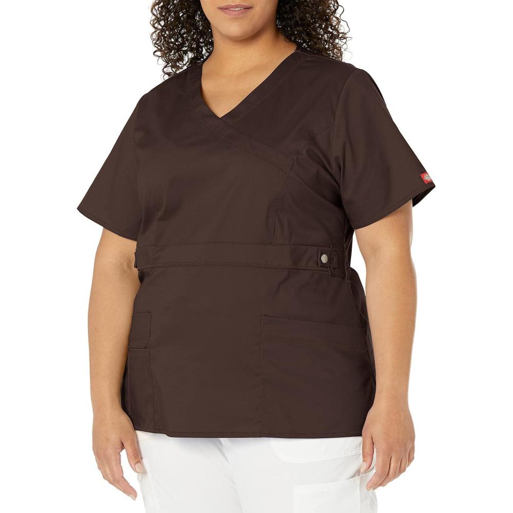 image:imageDickies Gen Flex Women Scrubs Top Mock Wrap 817355Chocolate