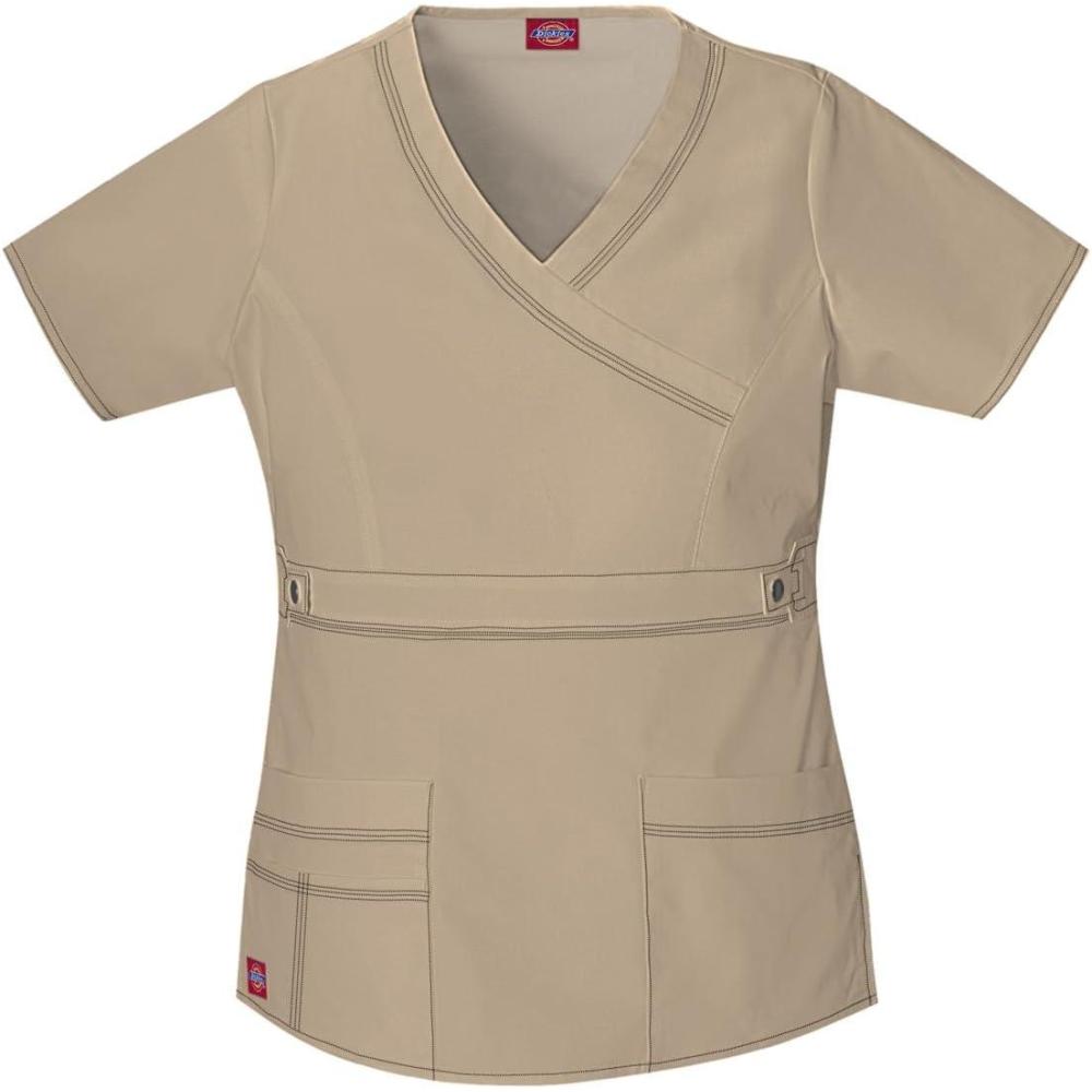 image:imageDickies Gen Flex Women Scrubs Top Mock Wrap 817355Dark Khaki