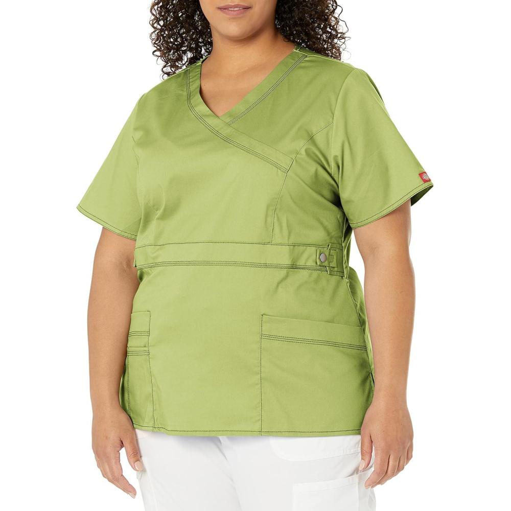 image:imageDickies Gen Flex Women Scrubs Top Mock Wrap 817355Desert Sage