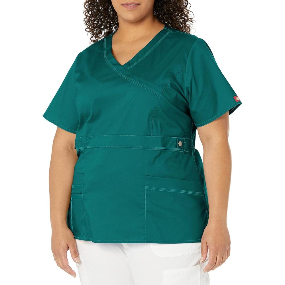 image:imageDickies Gen Flex Women Scrubs Top Mock Wrap 817355Hunter Green