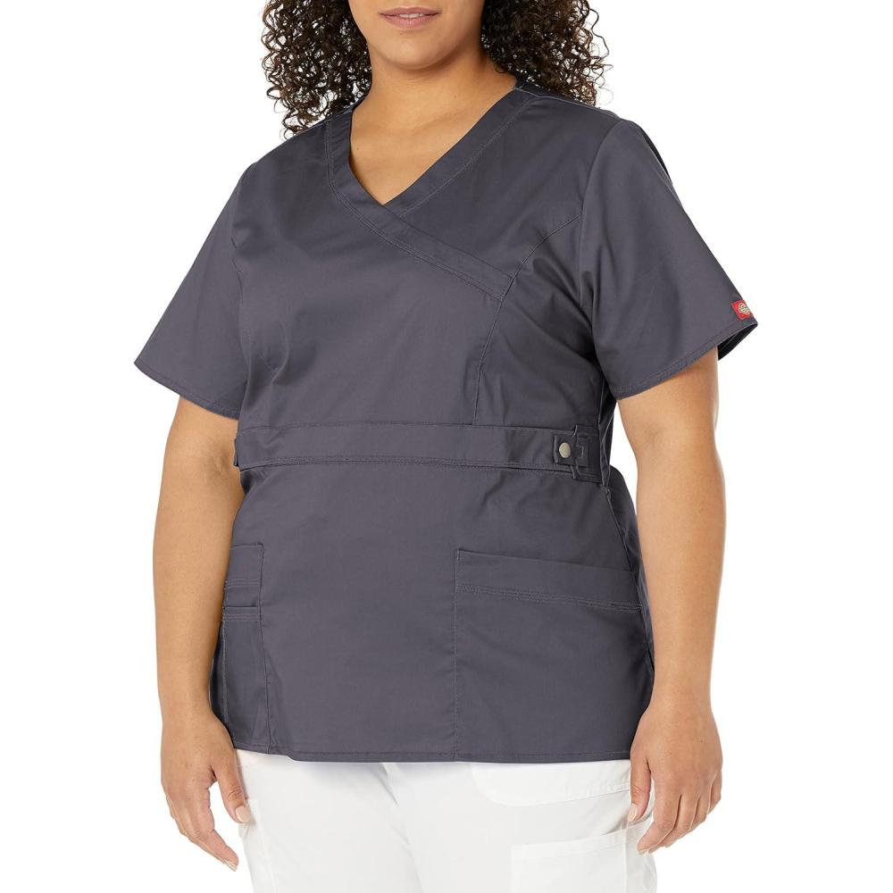 image:imageDickies Gen Flex Women Scrubs Top Mock Wrap 817355Light Pewter
