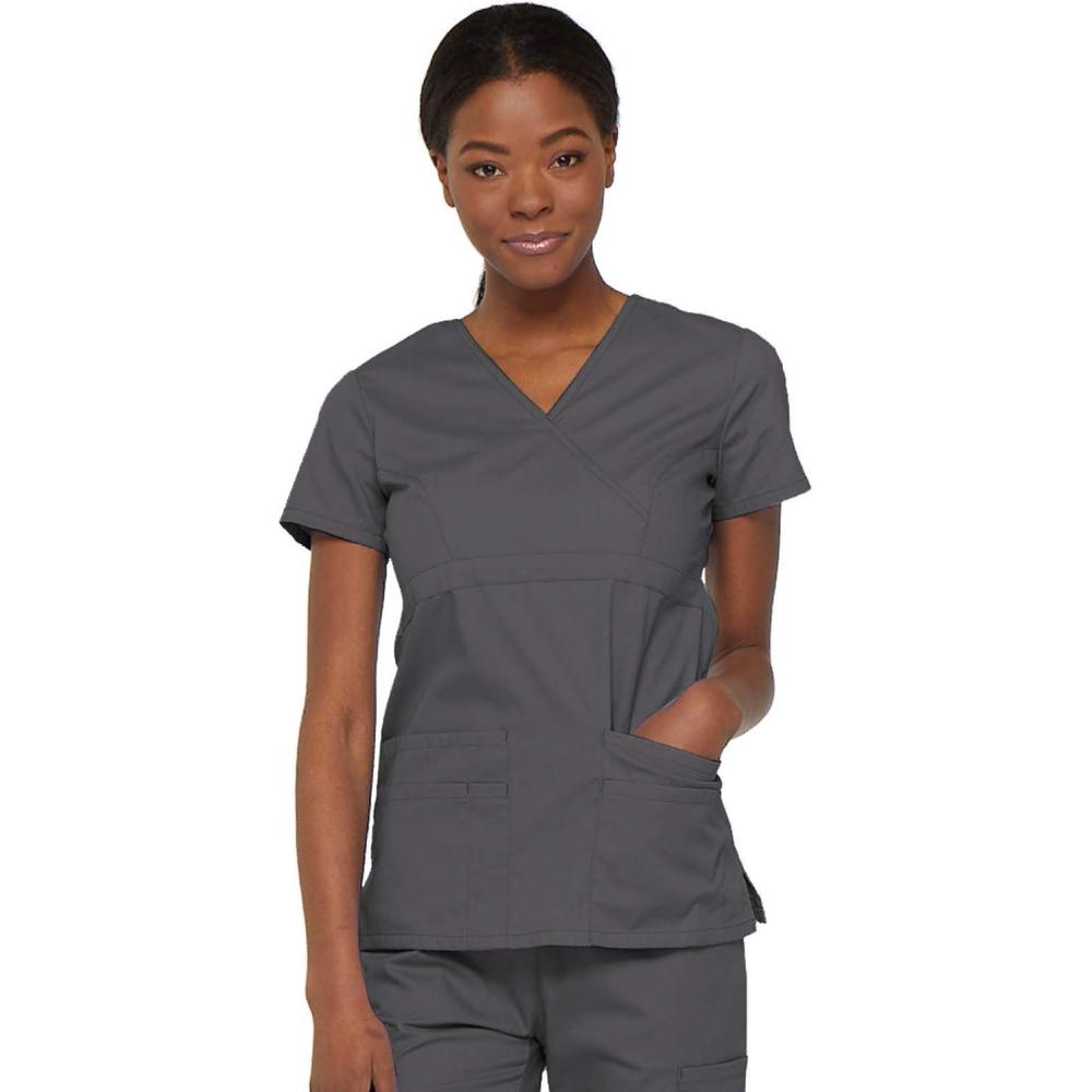 image:imageDickies Gen Flex Women Scrubs Top Mock Wrap 817355Pewter