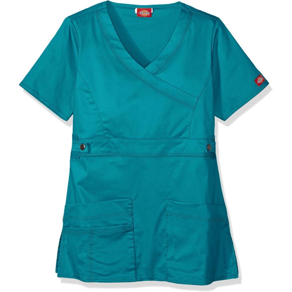 image:imageDickies Gen Flex Women Scrubs Top Mock Wrap 817355Teal