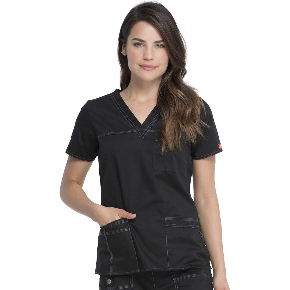 image:imageDickies Gen Flex Women Scrubs Top VNeck 817455Black