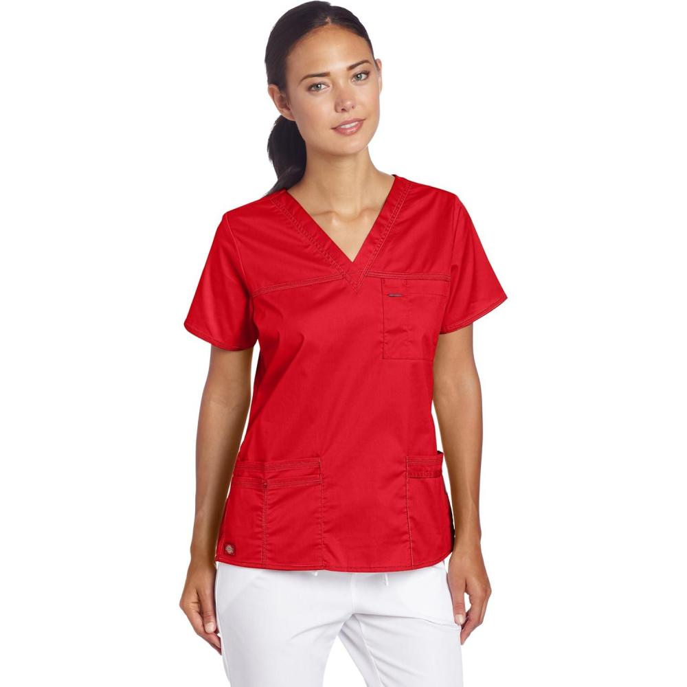 image:imageDickies Gen Flex Women Scrubs Top VNeck 817455Crimson