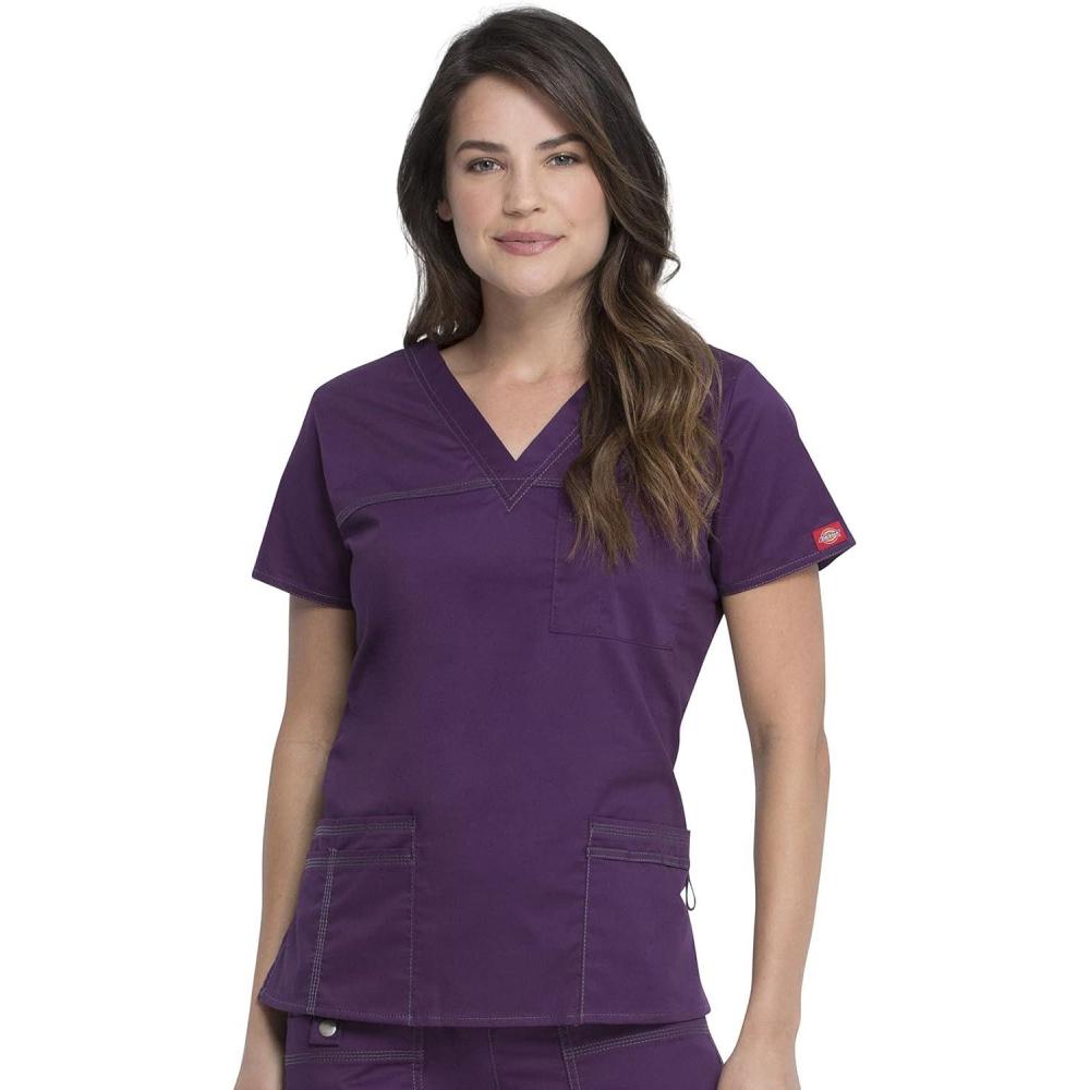 image:imageDickies Gen Flex Women Scrubs Top VNeck 817455Eggplant