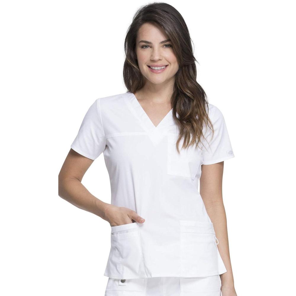 image:imageDickies Gen Flex Women Scrubs Top VNeck 817455White