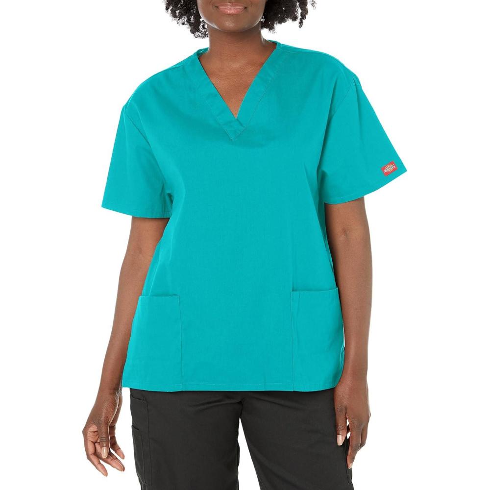 image:imageDickies Scrubs Top for Women VNeck Womens Scrub Tops Contemporary Fit with 4 Pockets 85906Caribbean Blue