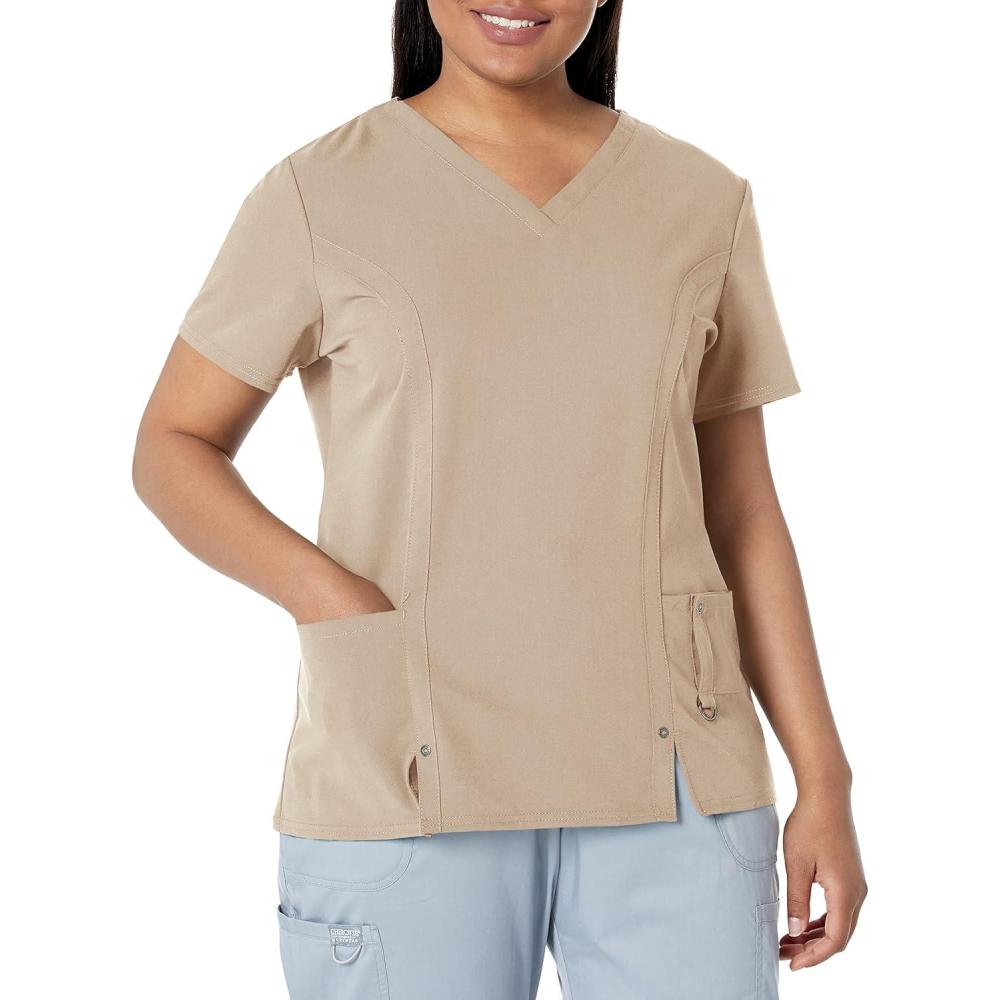 image:imageDickies Xtreme Stretch Women Scrubs Top VNeck 82851Dark Khaki
