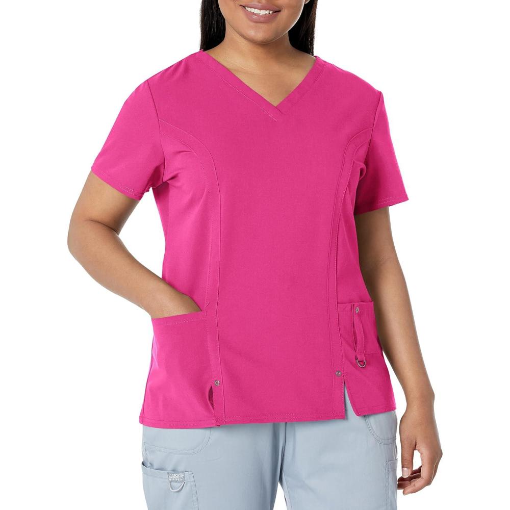 image:imageDickies Xtreme Stretch Women Scrubs Top VNeck 82851Hot Pink