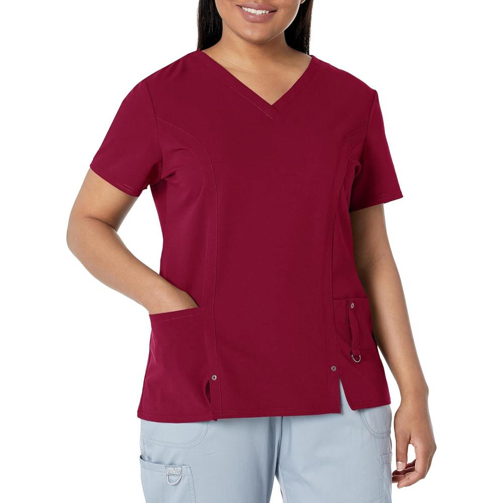 image:imageDickies Xtreme Stretch Women Scrubs Top VNeck 82851Wine