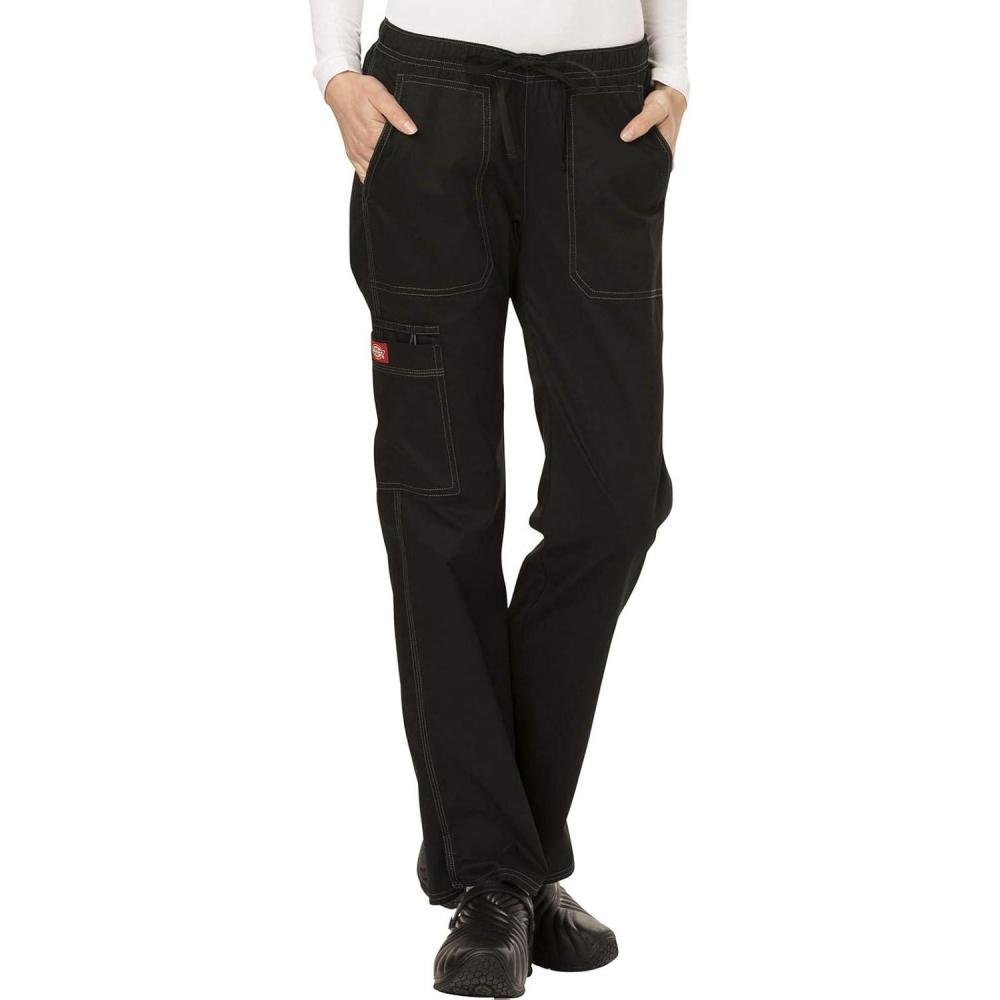 image:imageGen Flex Scrubs for Women Stretch Drawstring Cargo Pants for Women DK100Black