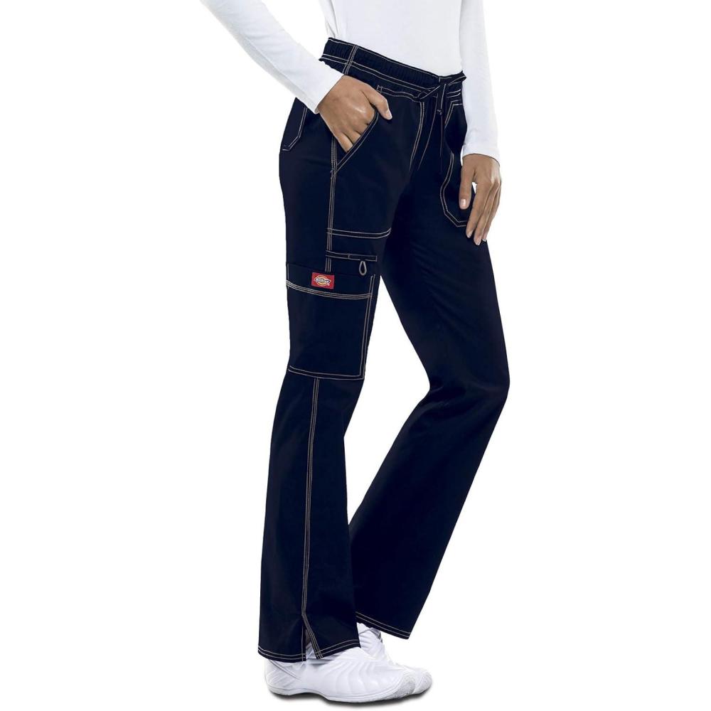 image:imageGen Flex Scrubs for Women Stretch Drawstring Cargo Pants for Women DK100Dnavy