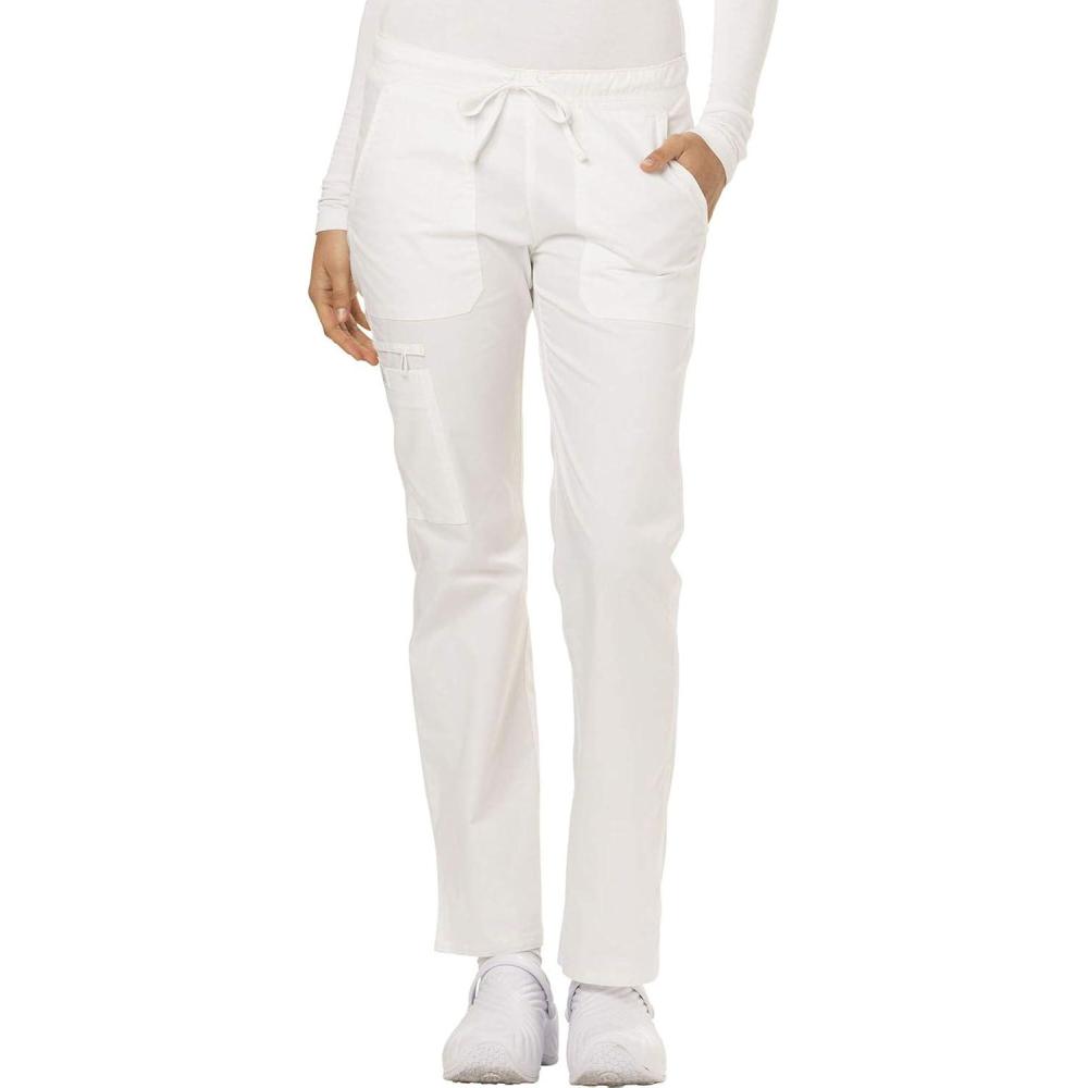 image:imageGen Flex Scrubs for Women Stretch Drawstring Cargo Pants for Women DK100White