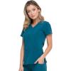 Dickies EDS Essentials, Mock Wrap Top Scrubs for Women with Four-Way Stretch and Moisture Wicking DK625(Caribbean Blue)