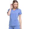 Dickies EDS Essentials, Mock Wrap Top Scrubs for Women with Four-Way Stretch and Moisture Wicking DK625(Ciel)