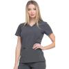 Dickies EDS Essentials, Mock Wrap Top Scrubs for Women with Four-Way Stretch and Moisture Wicking DK625(Pewter)