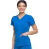Dickies EDS Essentials, Mock Wrap Top Scrubs for Women with Four-Way Stretch and Moisture Wicking DK625(Royal)