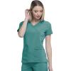 Dickies EDS Essentials, Mock Wrap Top Scrubs for Women with Four-Way Stretch and Moisture Wicking DK625(Teal Blue)