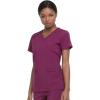 Dickies EDS Essentials, Mock Wrap Top Scrubs for Women with Four-Way Stretch and Moisture Wicking DK625(Wine)