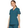 Dickies EDS Signature Scrubs for Women, Empire Waist Mock Wrap Top in Soft Brushed Poplin 86806(Caribbean Blue)