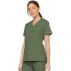 Dickies EDS Signature Scrubs for Women, Empire Waist Mock Wrap Top in Soft Brushed Poplin 86806(Olive)