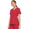 Dickies EDS Signature Scrubs for Women, Empire Waist Mock Wrap Top in Soft Brushed Poplin 86806(Red)