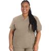 Dickies EDS Signature Scrubs for Women, V-Neck Womens Tops in Soft Brushed Poplin 86706(Khaki)