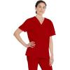 Dickies EDS Signature Scrubs for Women and Scrubs for Men, Unisex One Pocket V-Neck Top in Soft Brushed Poplin 83706(Red)