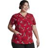 Dickies EDS Women Scrubs Top V-Neck DK700(Wish Zoo a Merry Christmas)