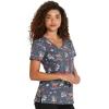 Dickies EDS Women Scrubs Top V-Neck Print DK852(Sleigh All Day Magic)