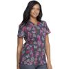Dickies EDS Women Scrubs Top V-Neck Print DK876(Dark Grey/Multicolor)