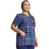 Dickies EDS Women Scrubs Top V-Neck Print DK876(Glowing Plaid)
