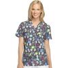 Dickies EDS Women Scrubs Top V-Neck Print DK876(Have a Laugh)