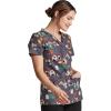 Dickies EDS Women Scrubs Top V-Neck Print DK876(Howl-oween Friends)
