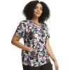 Dickies Women’s Scrub Top Printed V-Neck Medical Top with 2 Pockets, Snap Tab & Instrument Loops – DK616(Fur-ever Floral)