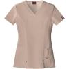 Dickies Xtreme Stretch Women Scrubs Top V-Neck 82851(Dark Khaki)