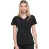 Dickies EDS Essentials, Mock Wrap Top Scrubs for Women with Four-Way Stretch and Moisture Wicking DK625(Black)